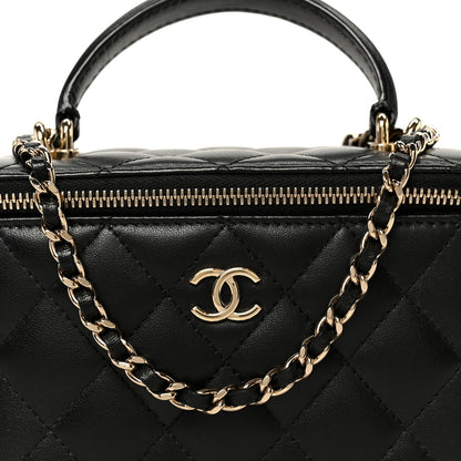 Chanel Lambskin Quilted Small Top Handle Vanity Case With Chain Black 8 of 11