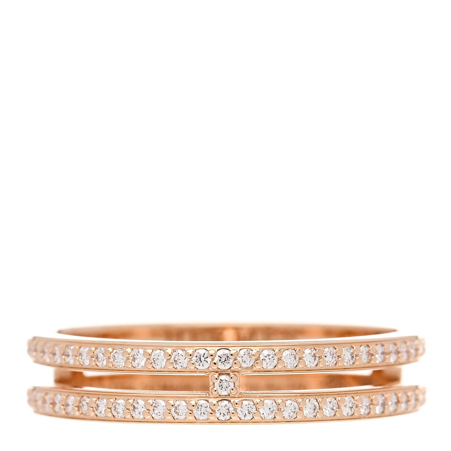 Hermes 18K Rose Gold Diamond Ariane Wedding Band Ring 50 5.25 1 of 5
