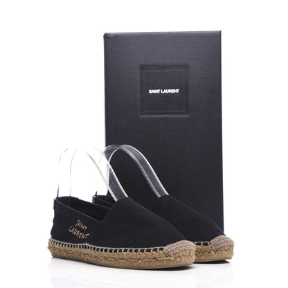 Saint Laurent Canvas Nappa Elba Light Logo Embroidered Espadrilles 37.5 Black 8 of 8