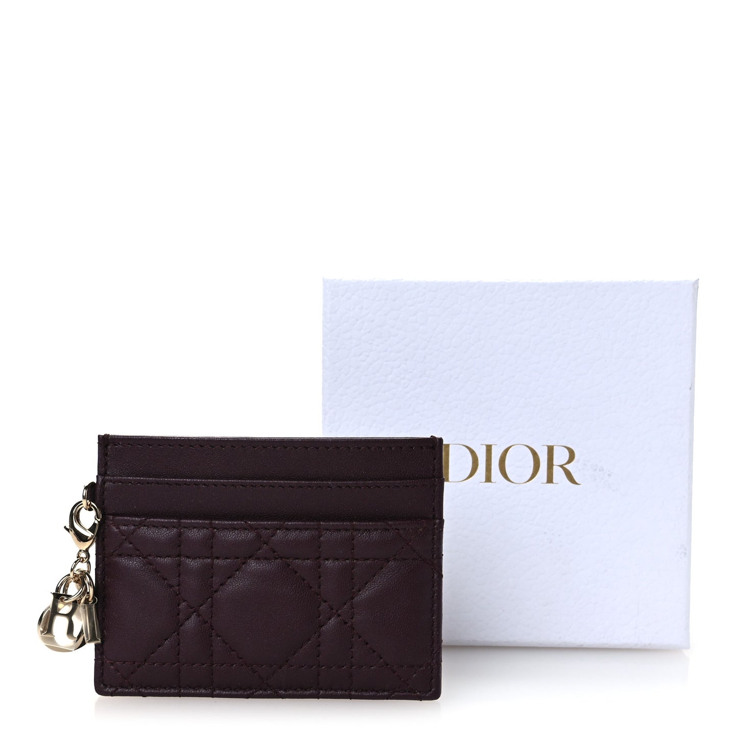 Lambskin Cannage Lady Dior Card Holder Deep Amaranth