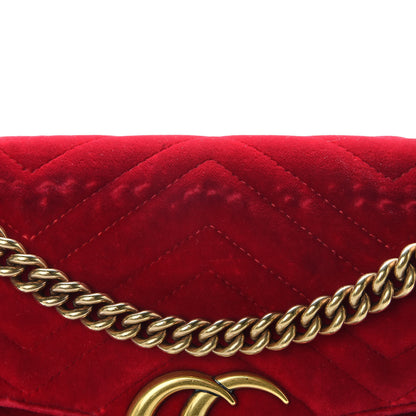 Gucci Velvet Matelasse Small GG Marmont Shoulder Bag Hibiscus Red 14 of 21