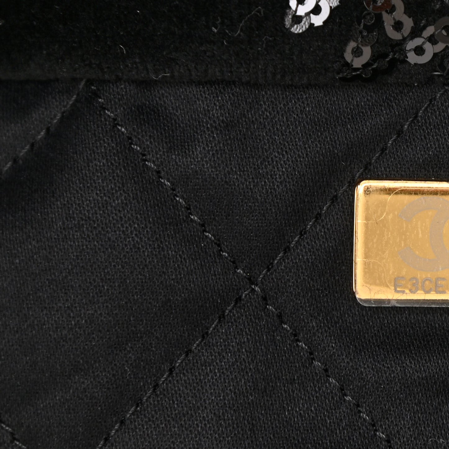Velvet Sequin Quilted Chanel 22 Black