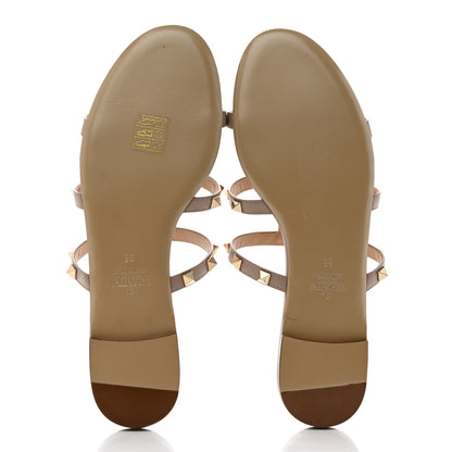 Valentino Garavani Nappa Rockstud Caged Flat Slide Sandals 38 Poudre 5 of 8