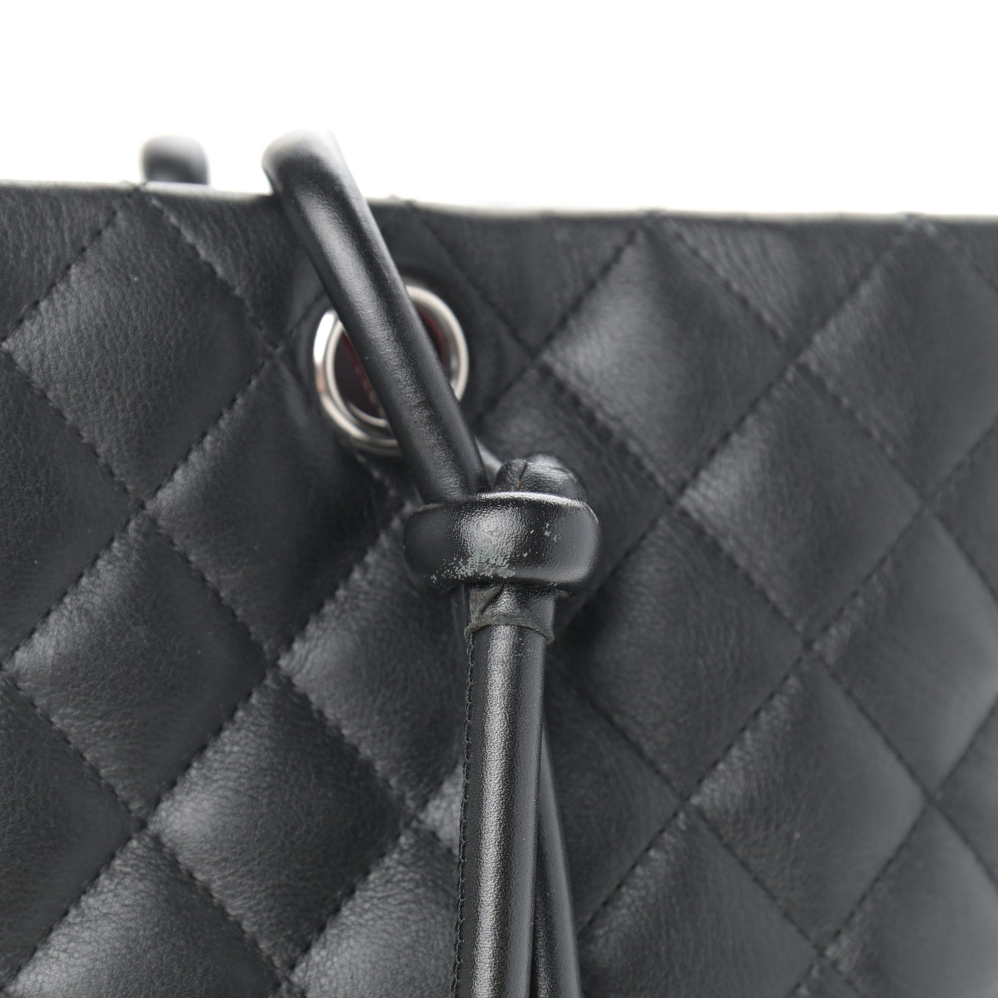 Calfskin Quilted Large Cambon Tote Black White