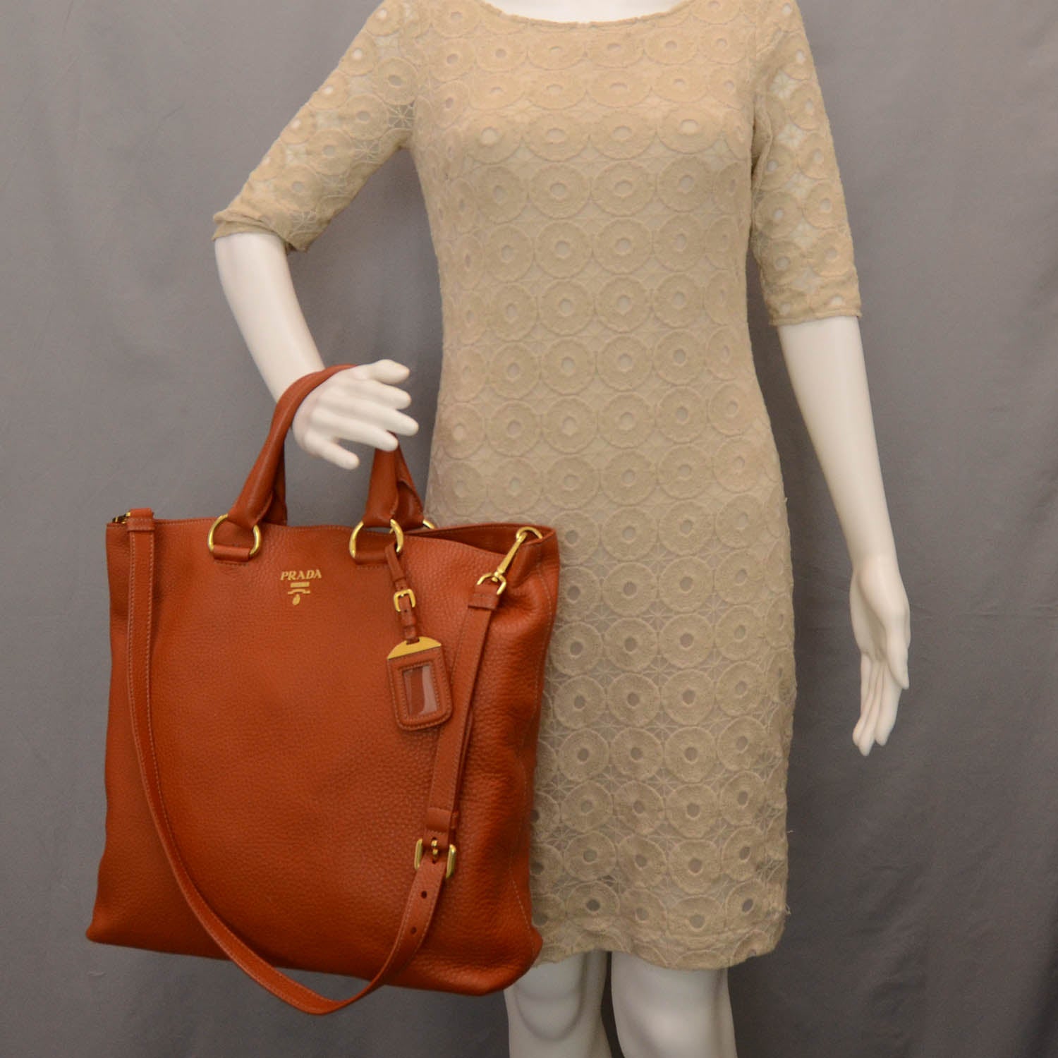 Prada Vitello Daino Tote Rame 2 of 8