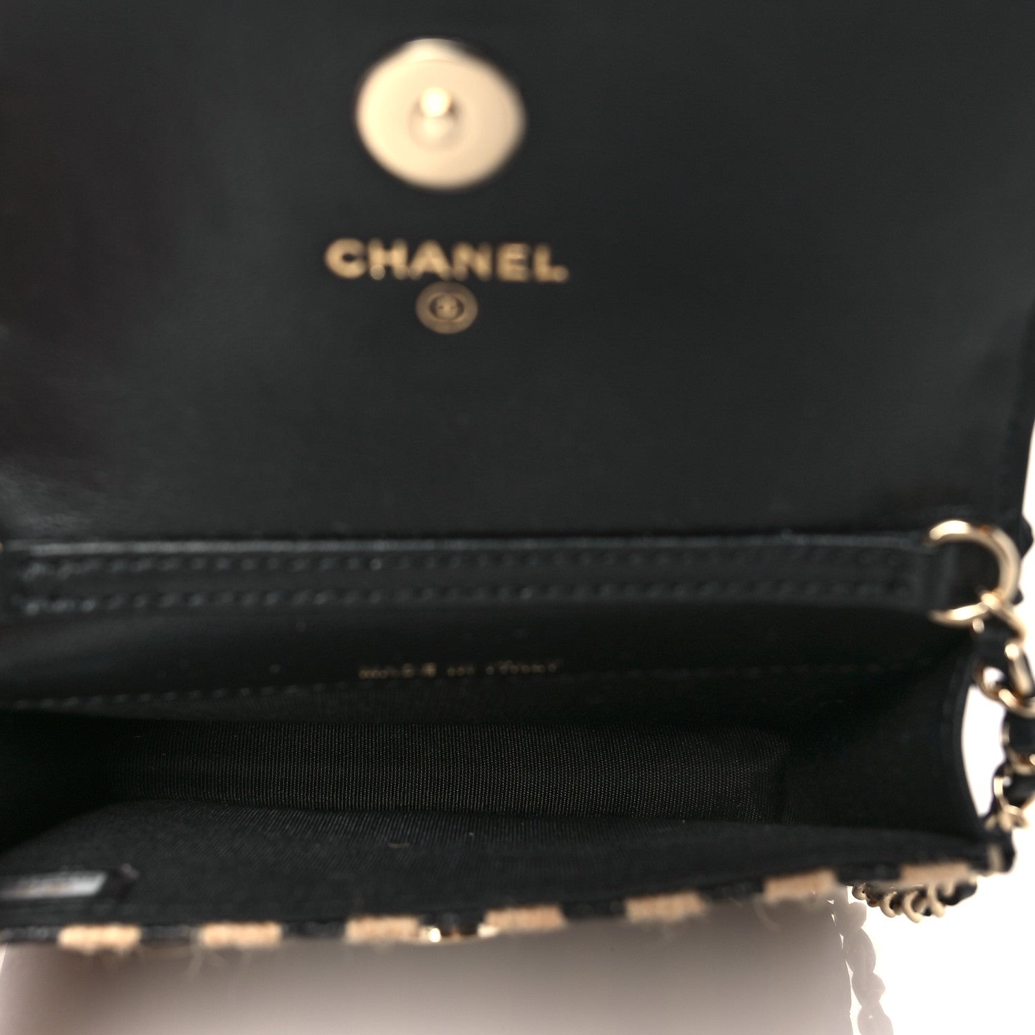 Chanel Raffia Jute Striped Belt Bag Black Beige 4 of 11