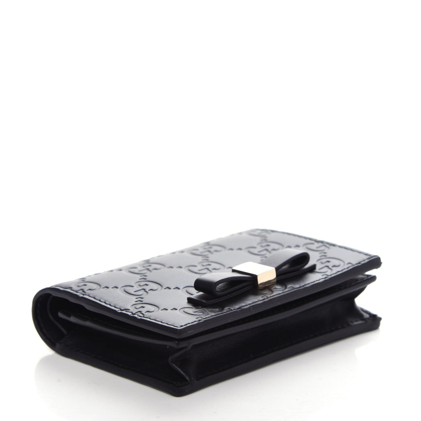 Guccissima Signature Bowy Card Case Wallet Black
