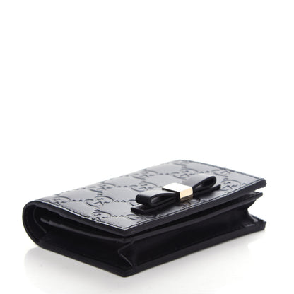 Gucci Guccissima Signature Bowy Card Case Wallet Black 4 of 9