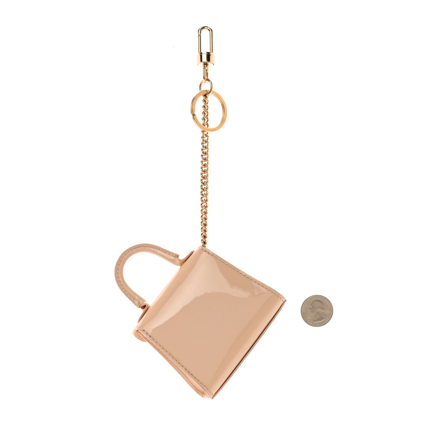 Patent Calfskin Mini Brillant Bag Charm Beige
