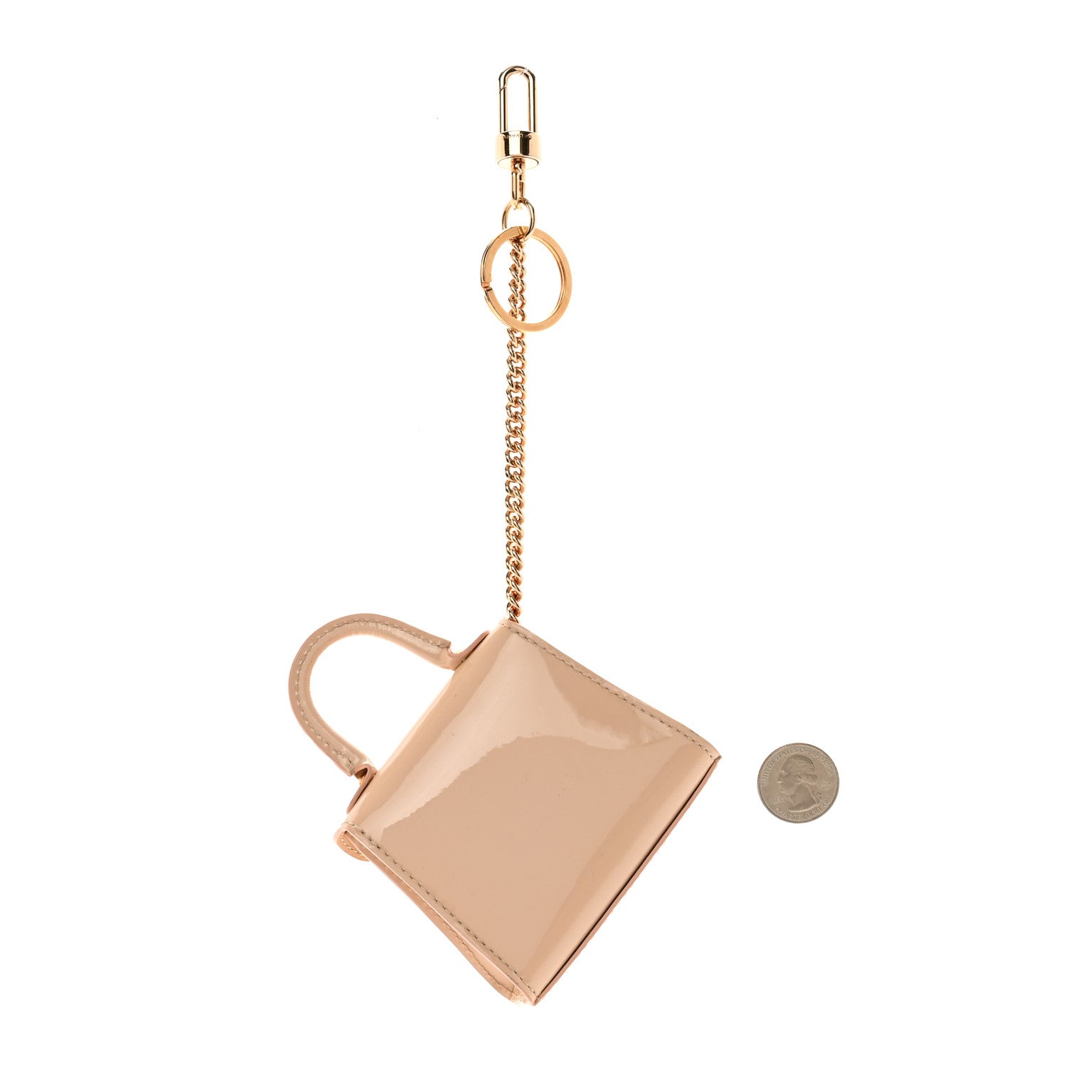 Delvaux Patent Calfskin Mini Brillant Bag Charm Beige 2 of 5