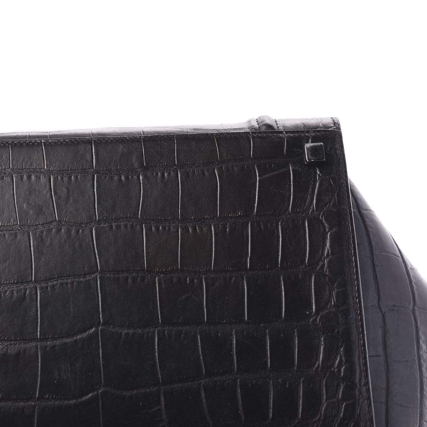 Crocodile Embossed Calfskin Large Phantom Luggage Black