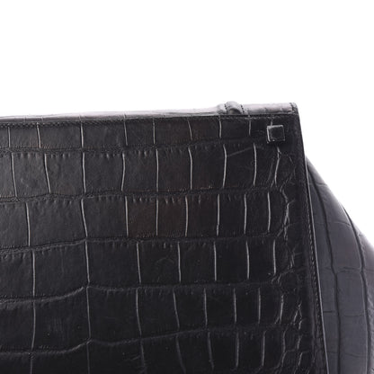 Celine Crocodile Embossed Calfskin Large Phantom Luggage Black 8 of 10