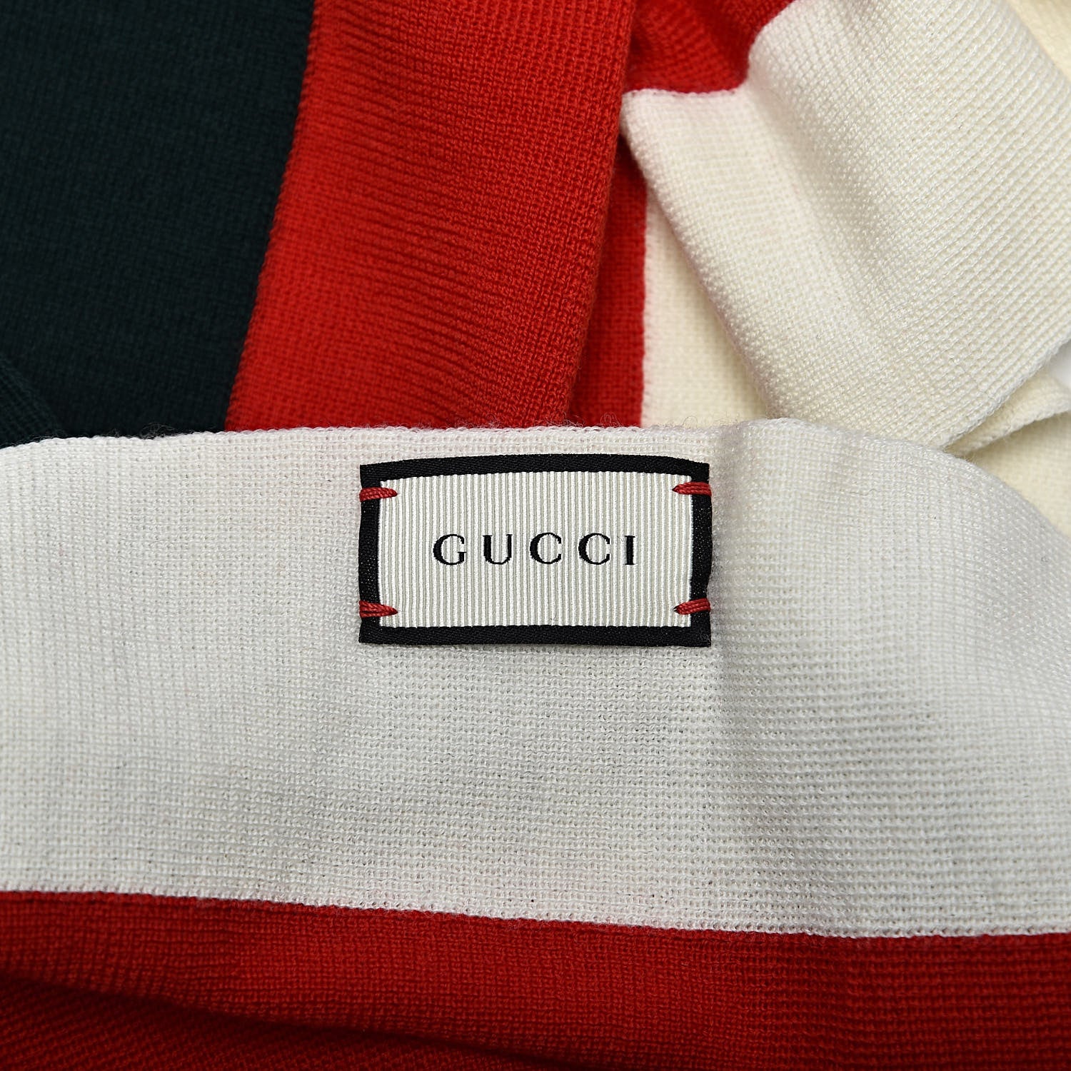 Gucci Silk Wool Web Scarf Red White Black 4 of 4