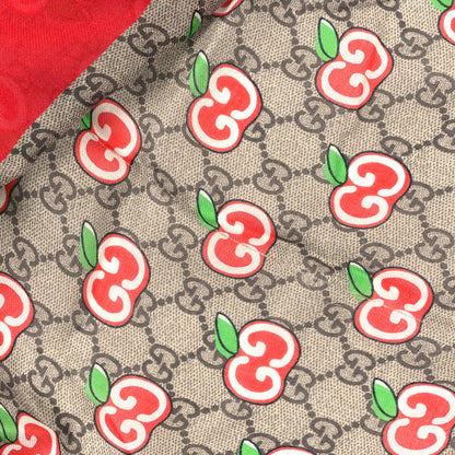 Gucci Silk Twill GG Monogram Pomme GG Square Scarf Beige Red 4 of 4