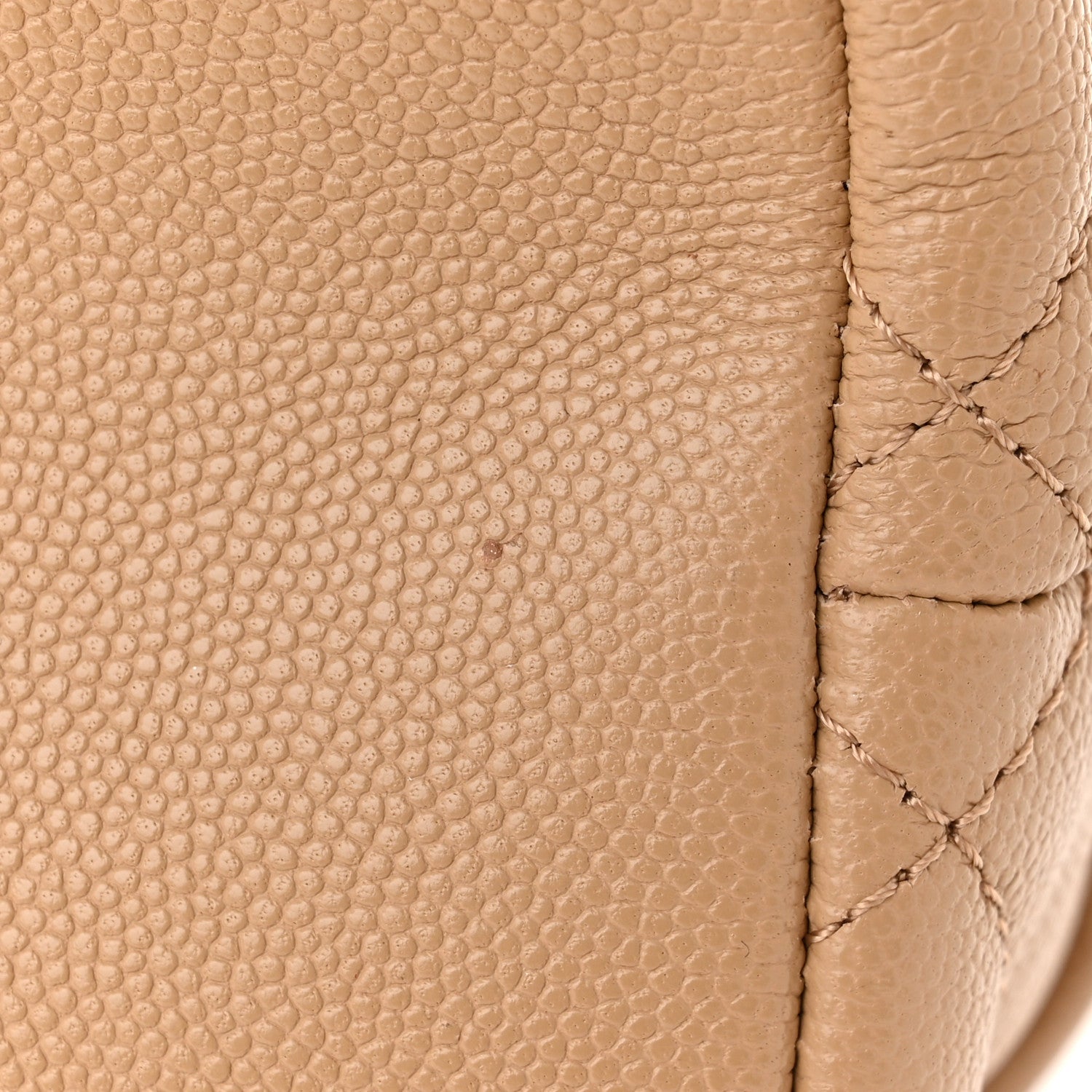 Chanel Caviar Quilted Rolled Up Bucket Drawstring Bag Beige 11 of 12