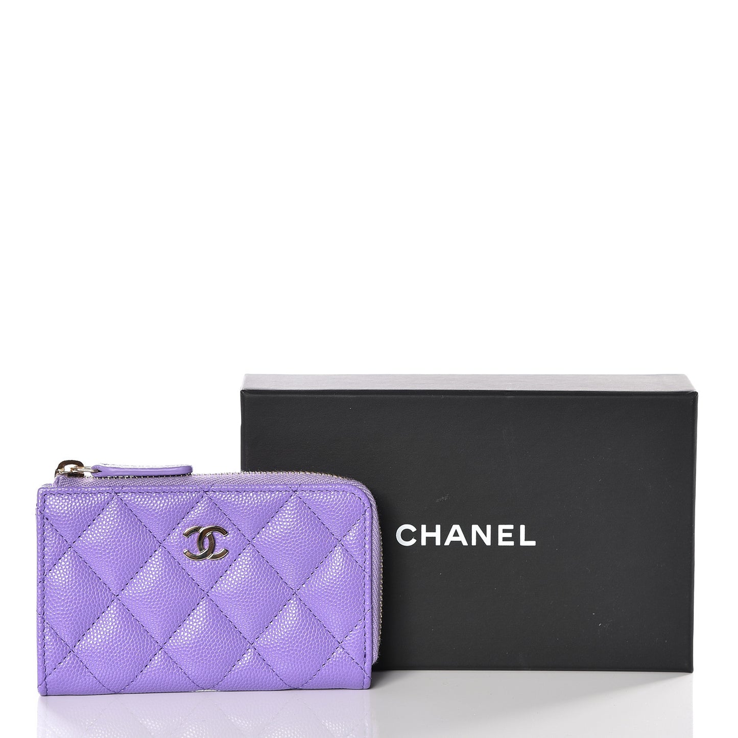 Caviar Quilted Zipped Key Holder Case Purple