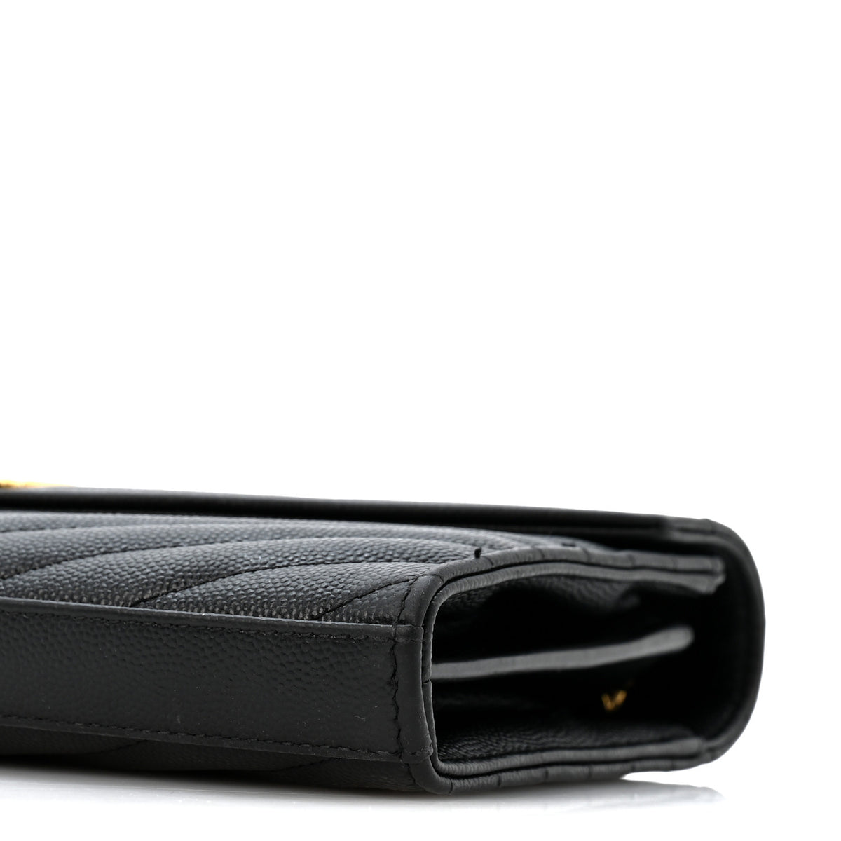 Grain De Poudre Matelasse Chevron Monogram Chain Wallet Black