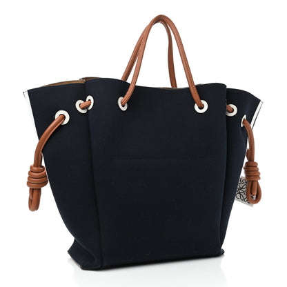 Loewe Canvas Calfskin Flamenco Knot Tote Deep Blue Soft White 3 of 8