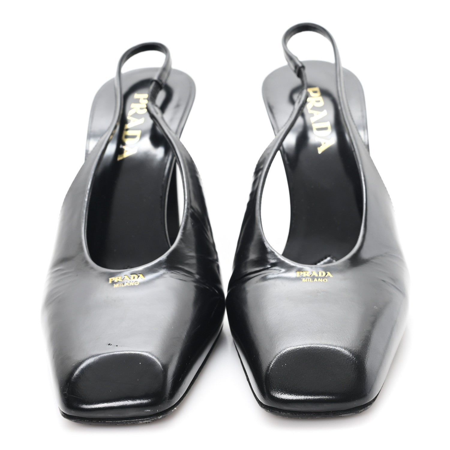 Prada Patent Calfskin Square Toe 85mm Slingback Pumps 38 Black 3 of 9