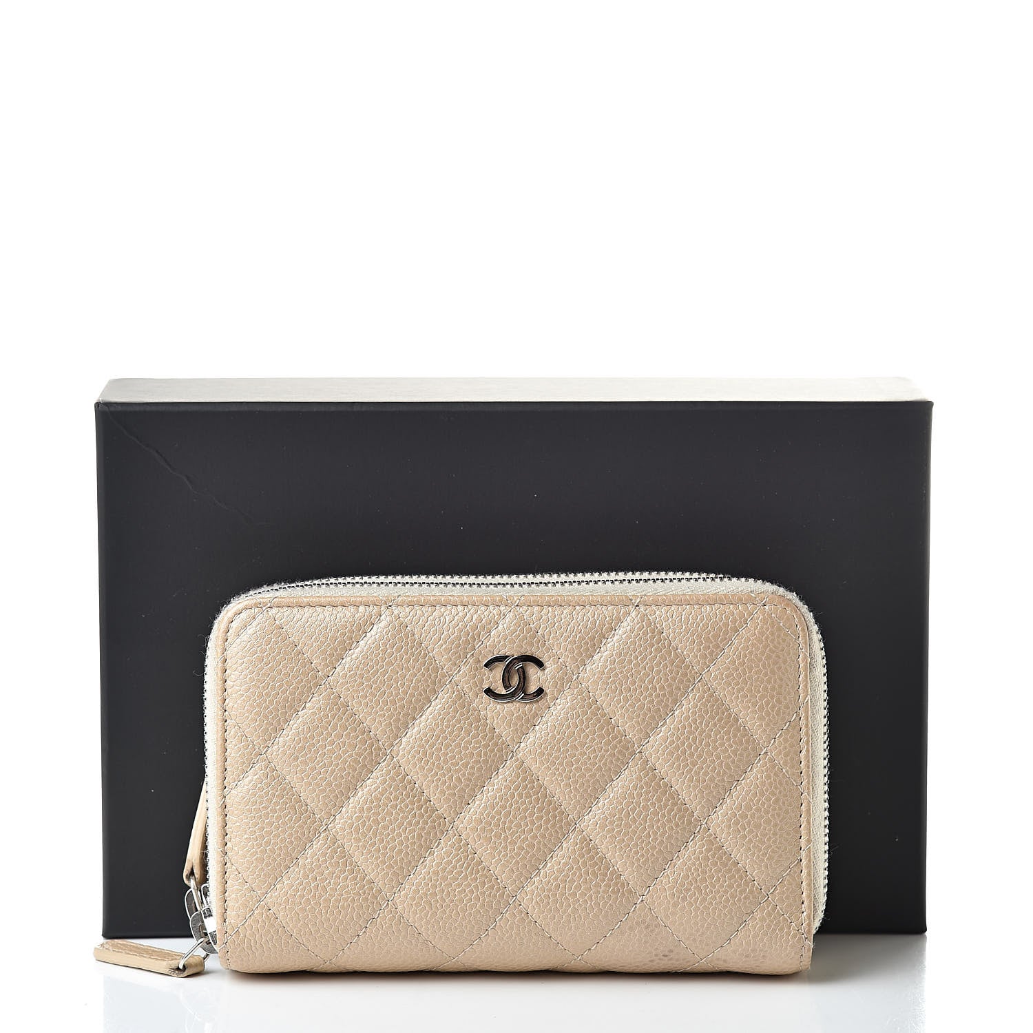Chanel Caviar Quilted Large Gusset Double Zip Around Wallet Beige 11 of 11