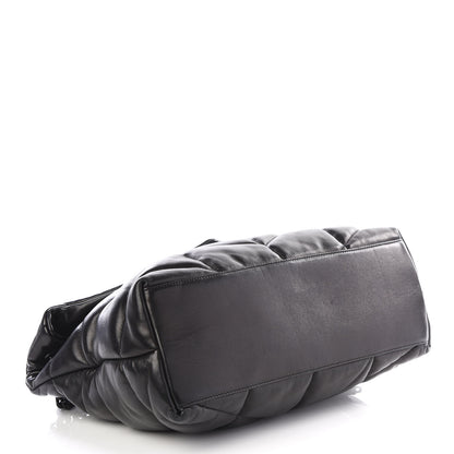 Saint Laurent Lambskin Quilted Medium Loulou Puffer Monogram Chain Satchel Black 3 of 9