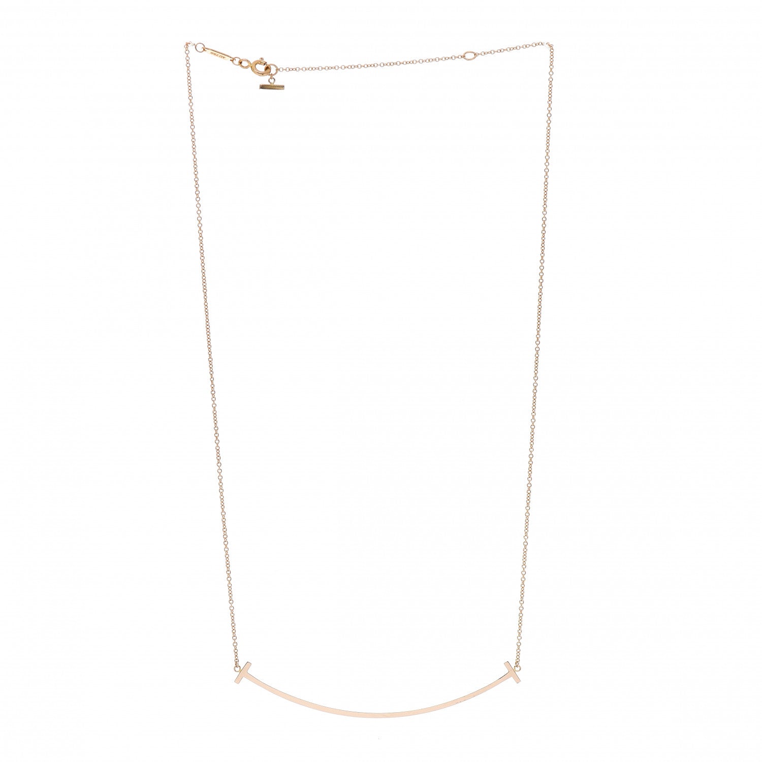 Tiffany 18K Rose Gold Large T Smile Pendant Necklace 3 of 4