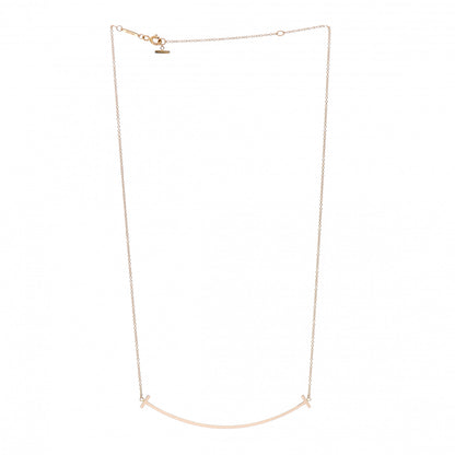 Tiffany 18K Rose Gold Large T Smile Pendant Necklace 3 of 4