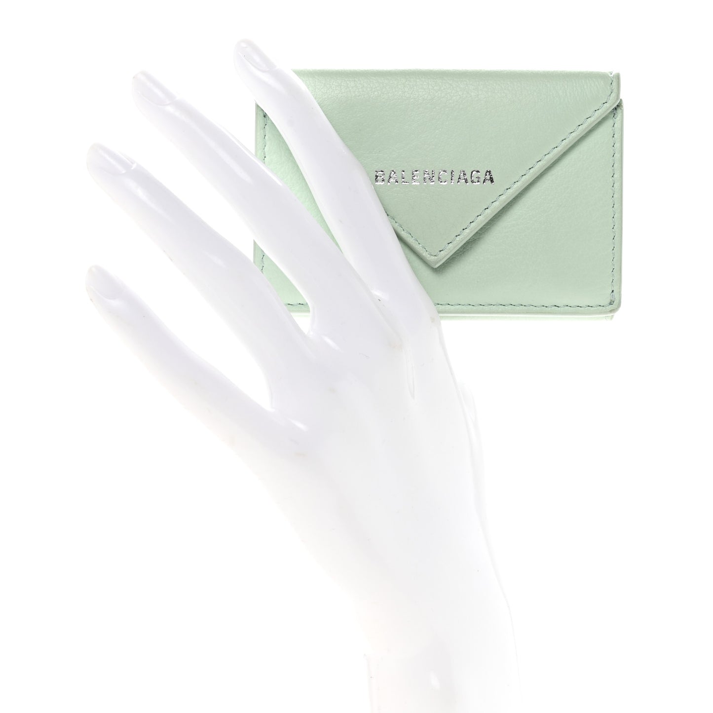 Smooth Calfskin Mini Papier Wallet Light Mint