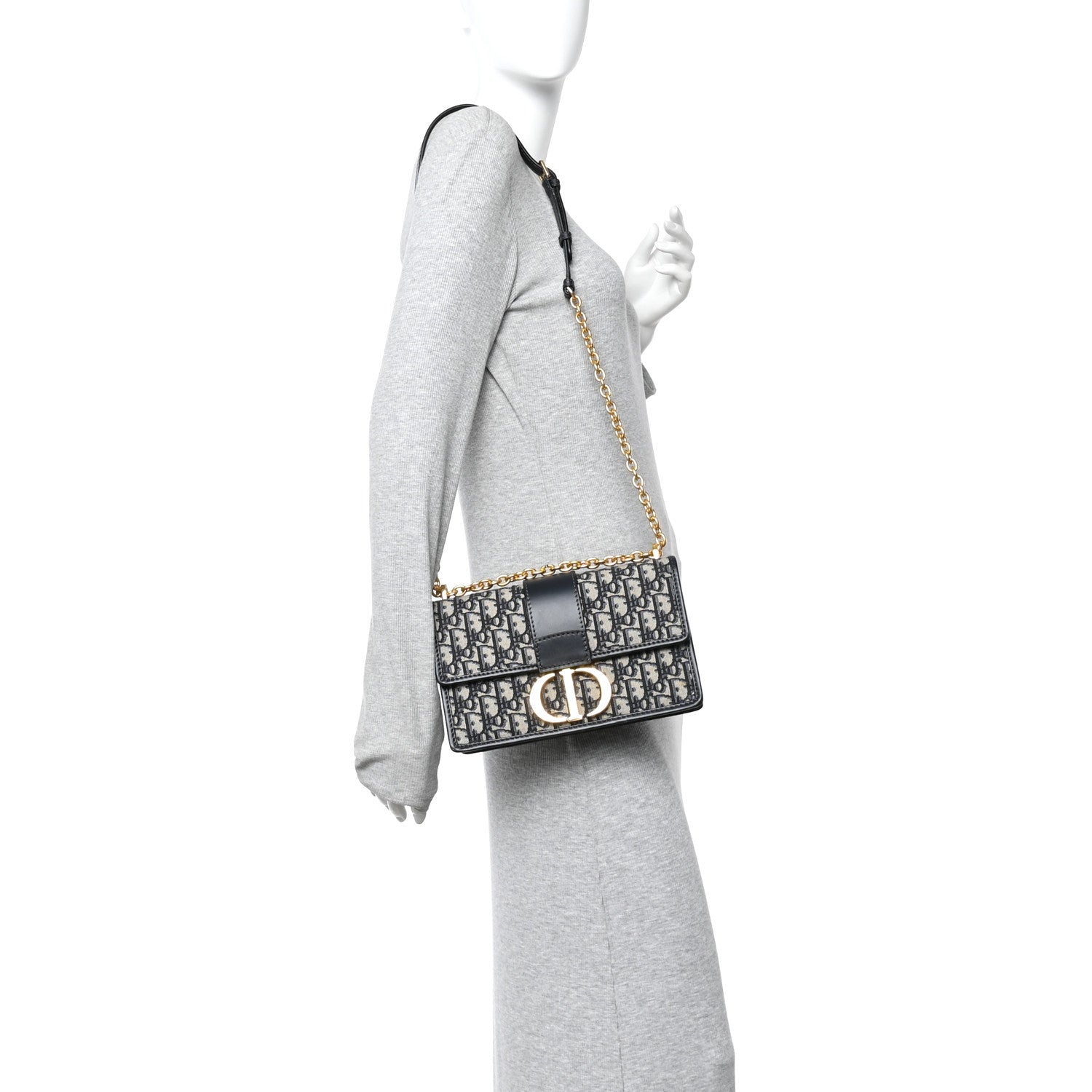 Christian Dior Oblique 30 Montaigne Chain Flap Bag Blue 3 of 19