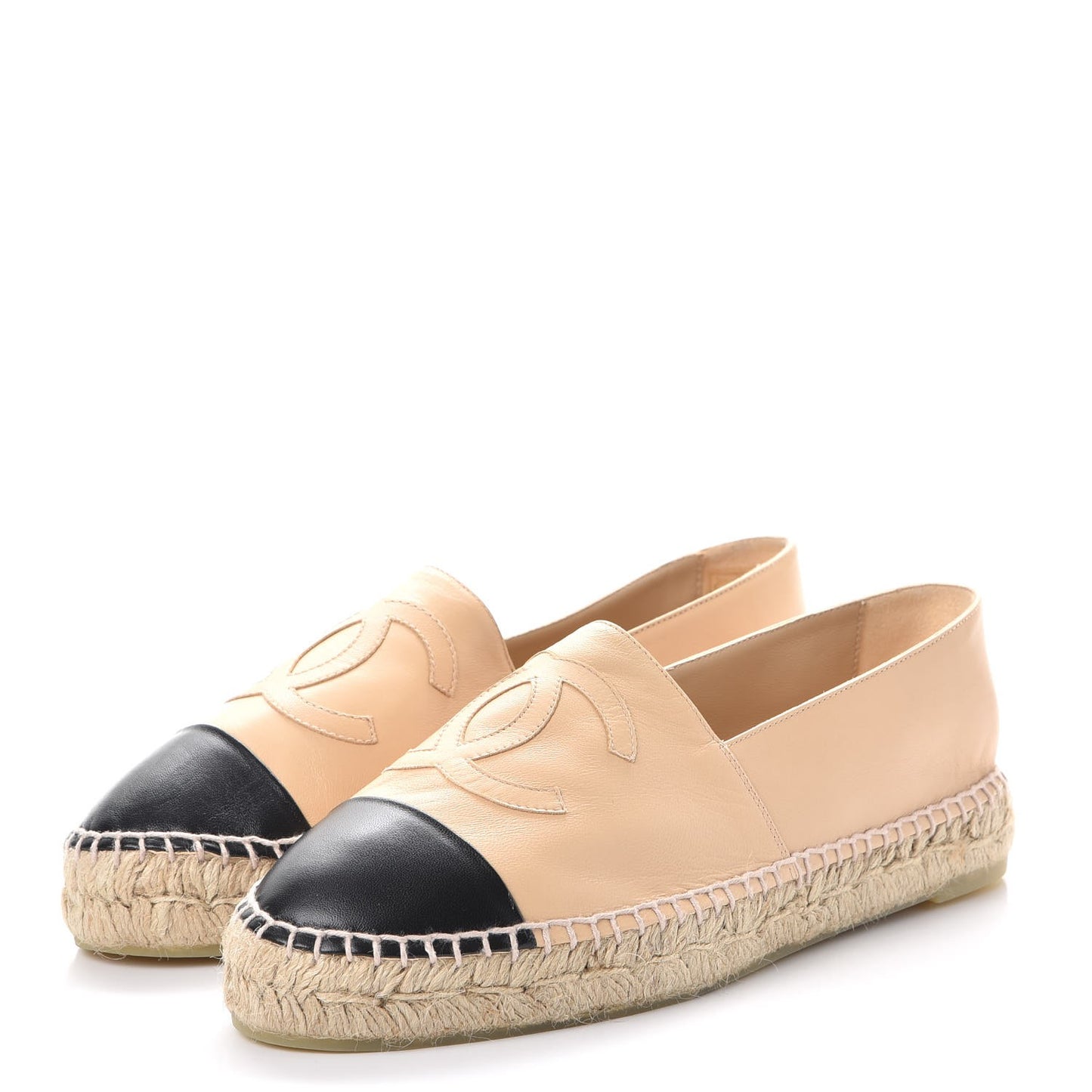 Lambskin CC Espadrilles 41 Beige Black