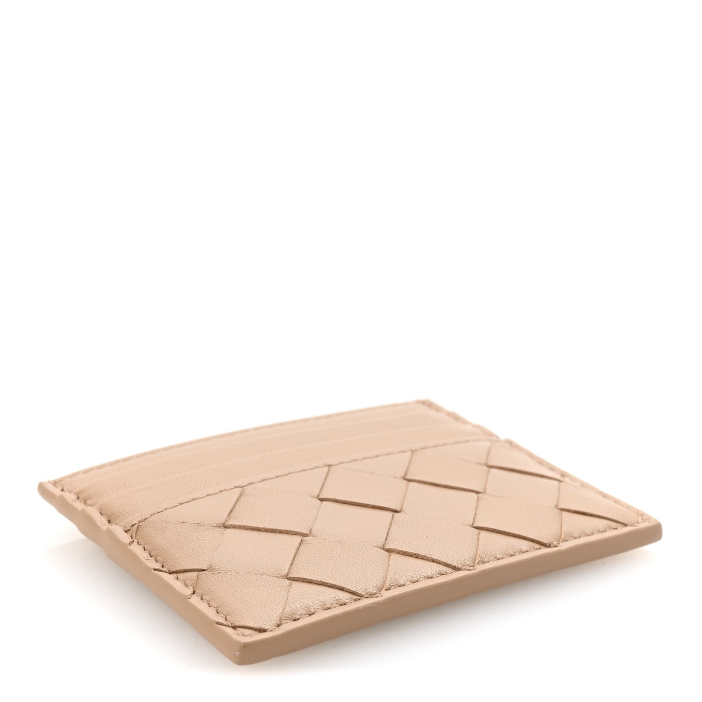 Nappa Intrecciato Card Case Camel