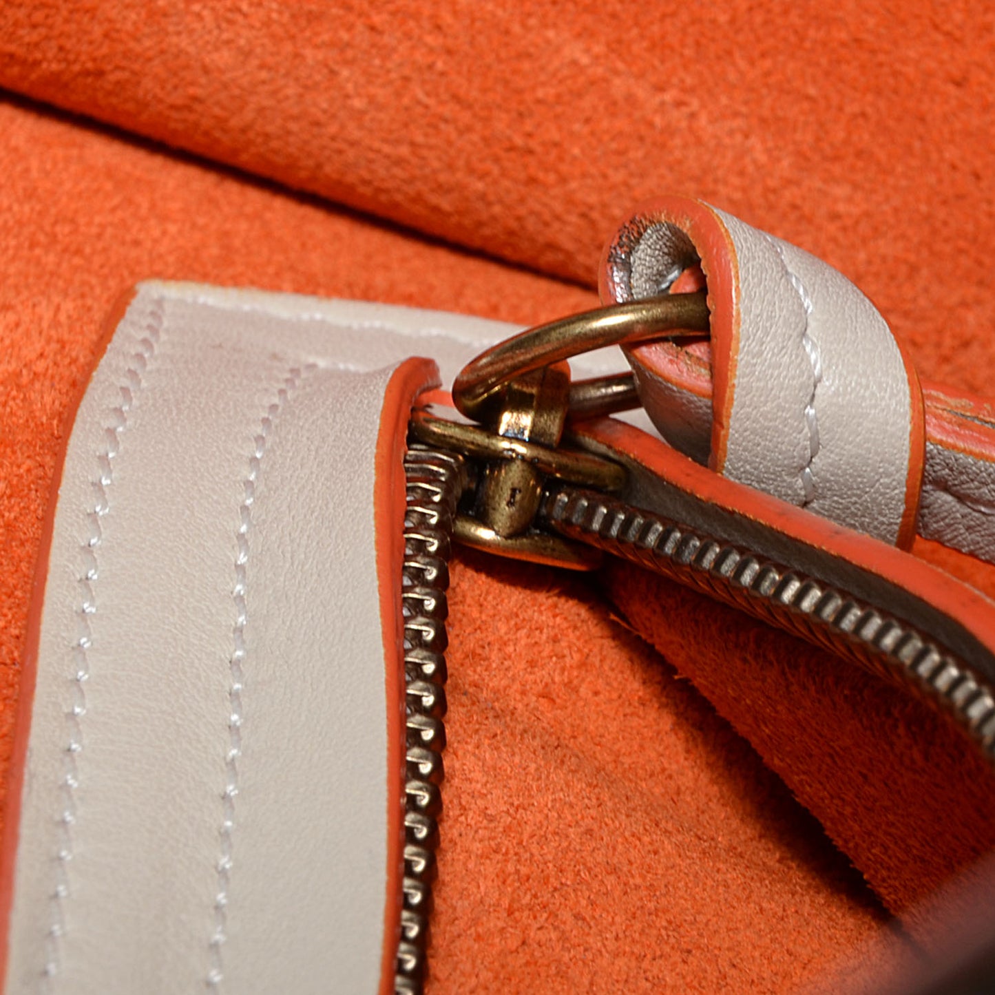 Smooth Calfskin Medium Phantom Luggage Chalk Orange Trim
