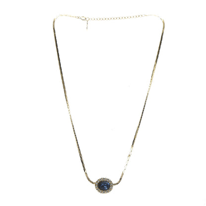 Christian Dior Crystal Chain Necklace Gold Blue 3 of 6