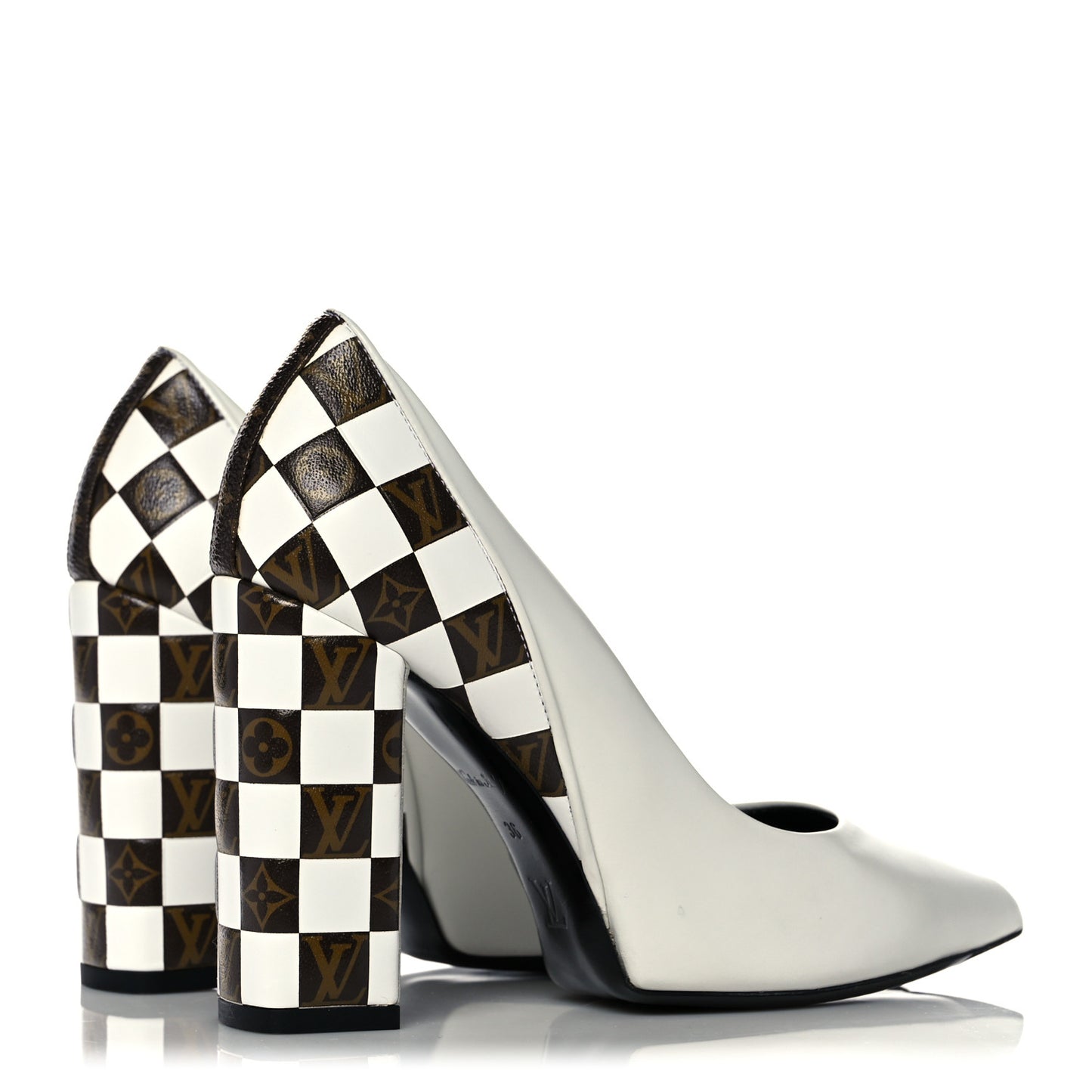 Calfskin Monogram Damier Tressage Matchmake Pumps 36 White