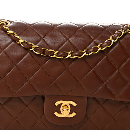 Chanel Lambskin Quilted Medium Double Flap Dark Brown 8 of 11