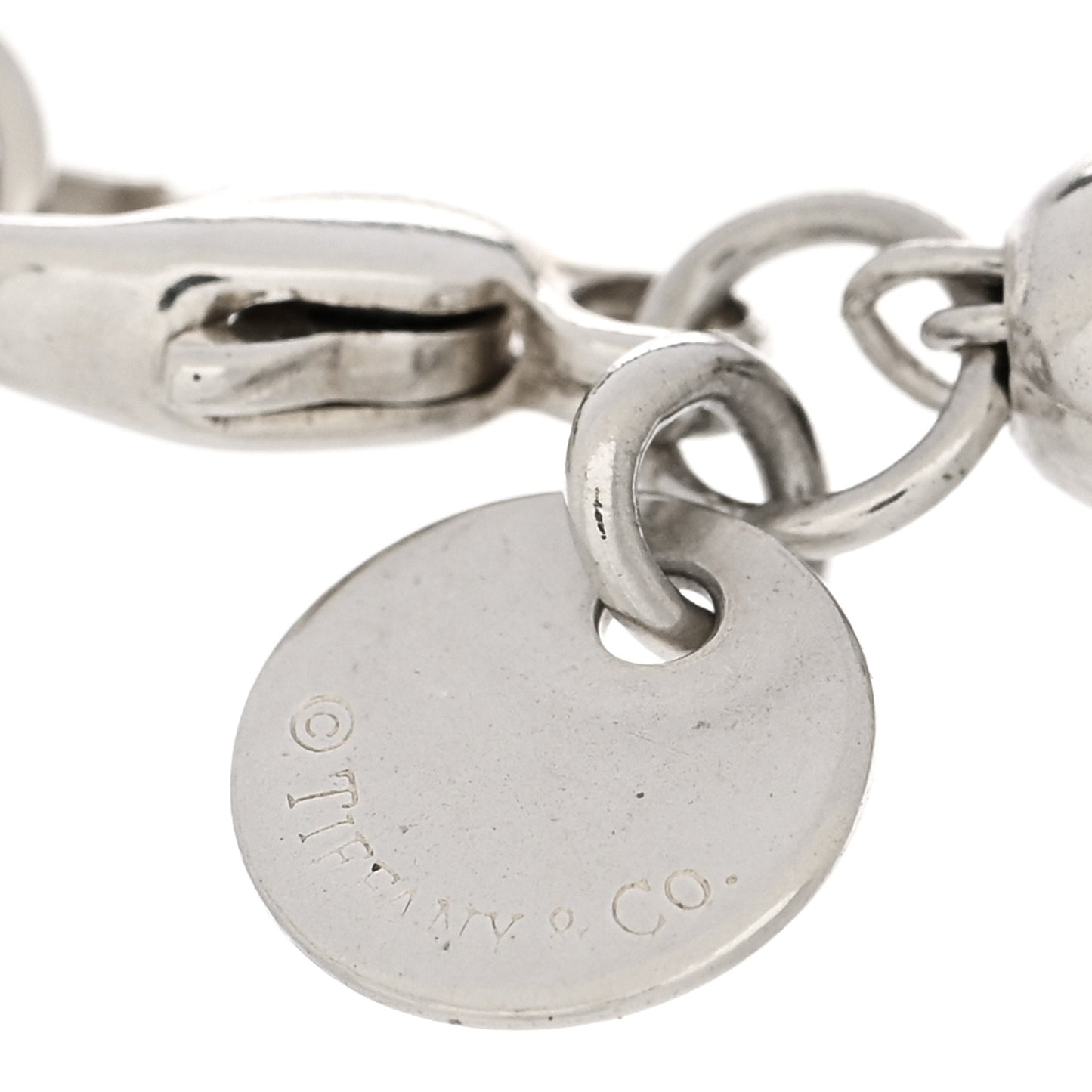 Sterling Silver Enamel 4mm Return To Tiffany Heart Tag Bead Bracelet Blue