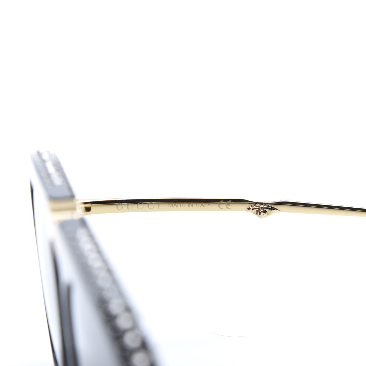Gucci Acetate Crystal Foldable Aviator Sunglasses GG0307S Black 6 of 9