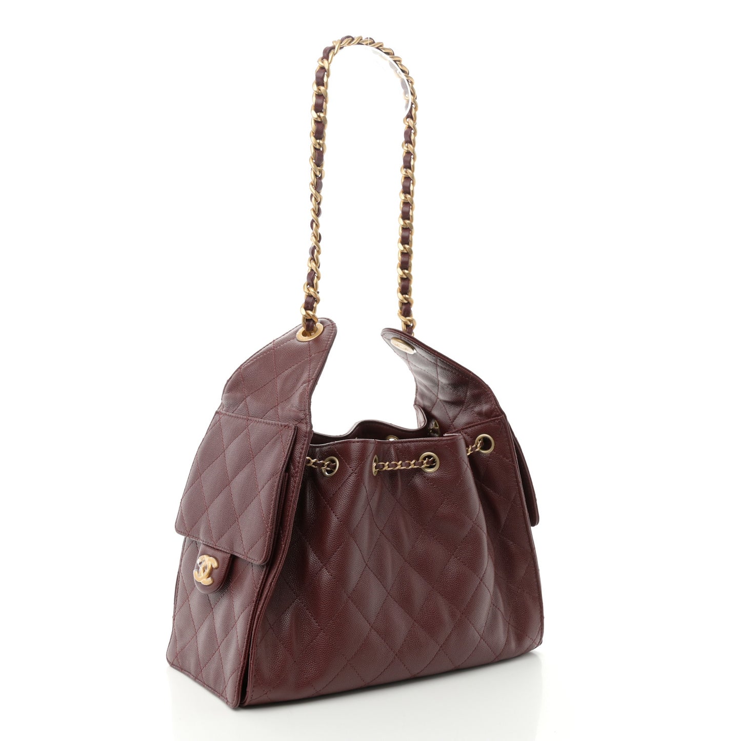 Caviar Quilted Small Chanel 25 Handbag Burgundy