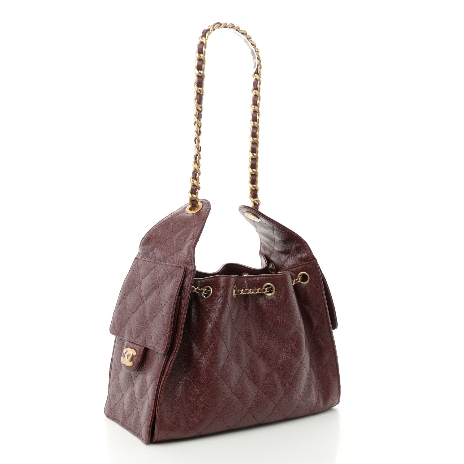 Chanel Caviar Quilted Small Chanel 25 Handbag Burgundy 3 of 10