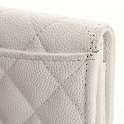 Chanel Caviar Quilted Enamel Coco Casino Flap Card Holder Wallet White 9 of 14