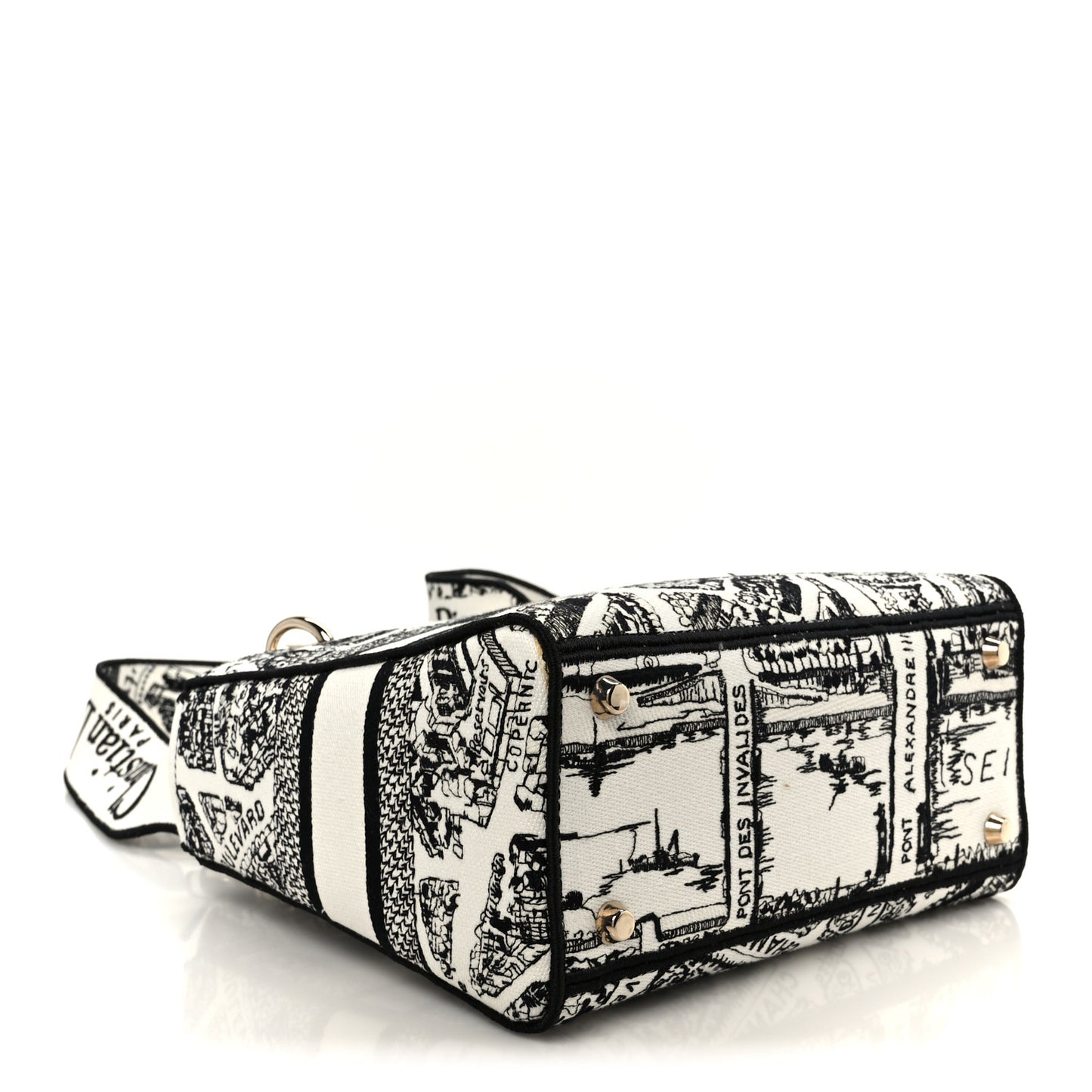 Canvas Embroidered Plan de Paris Medium Lady D-Lite White Black