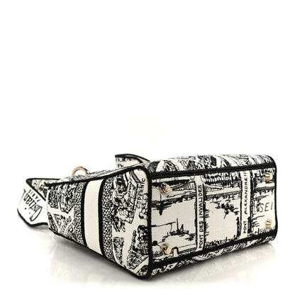 Christian Dior Canvas Embroidered Plan de Paris Medium Lady D-Lite White Black 4 of 10