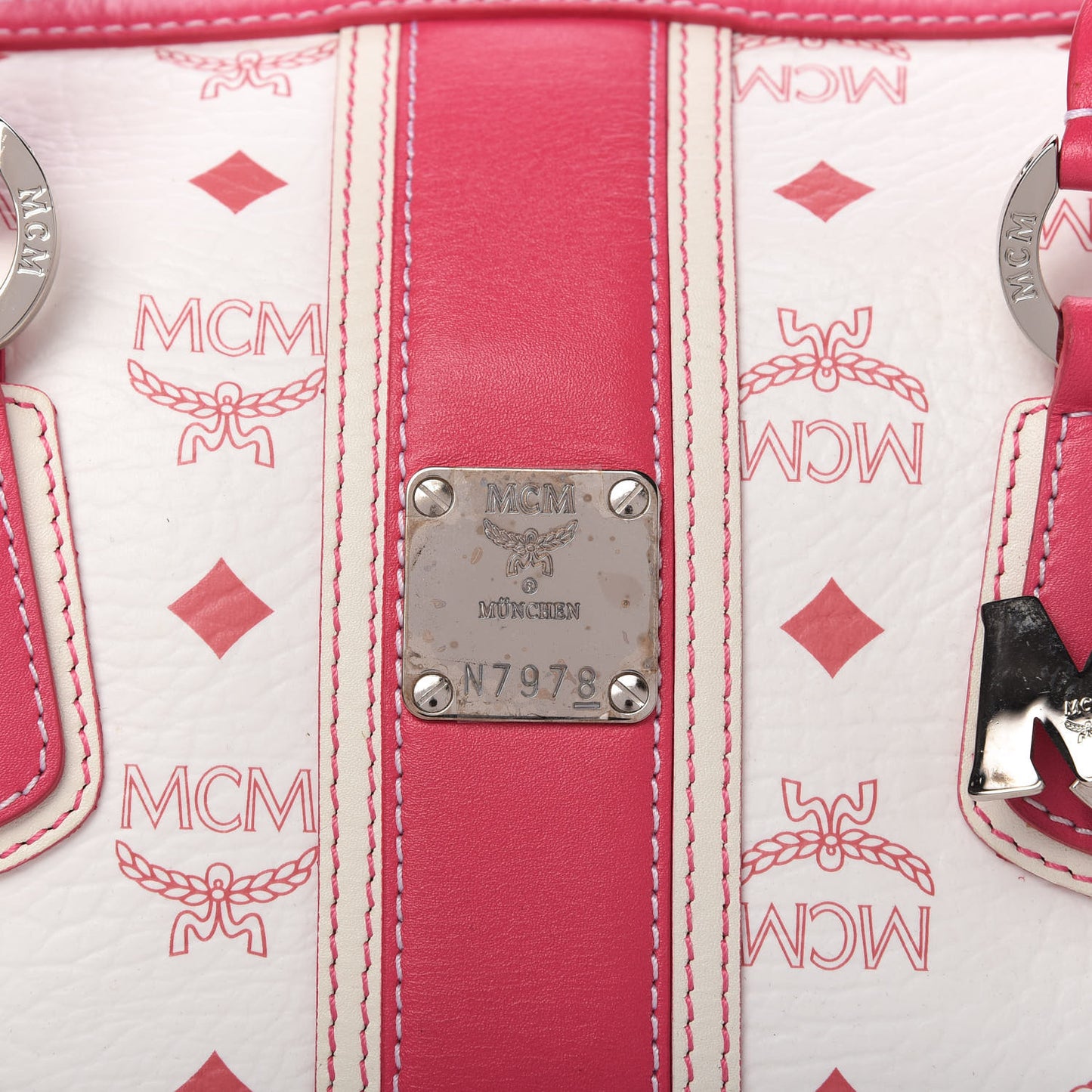 Visetos Medium Boston Bag Pink White