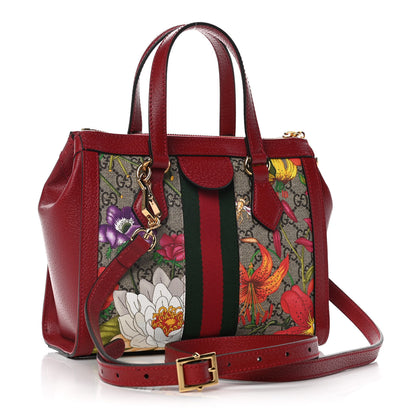 Gucci GG Supreme Monogram Flora Web Small Ophidia Tote Bag Red 3 of 14