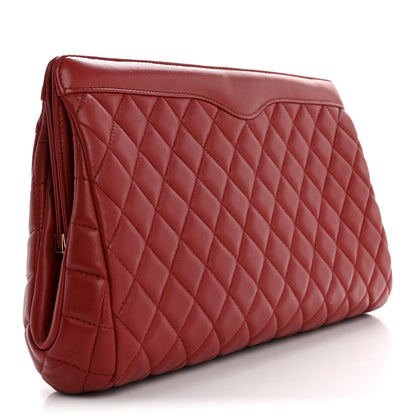 Chanel Lambskin Quilted Clutch Red 3 of 9