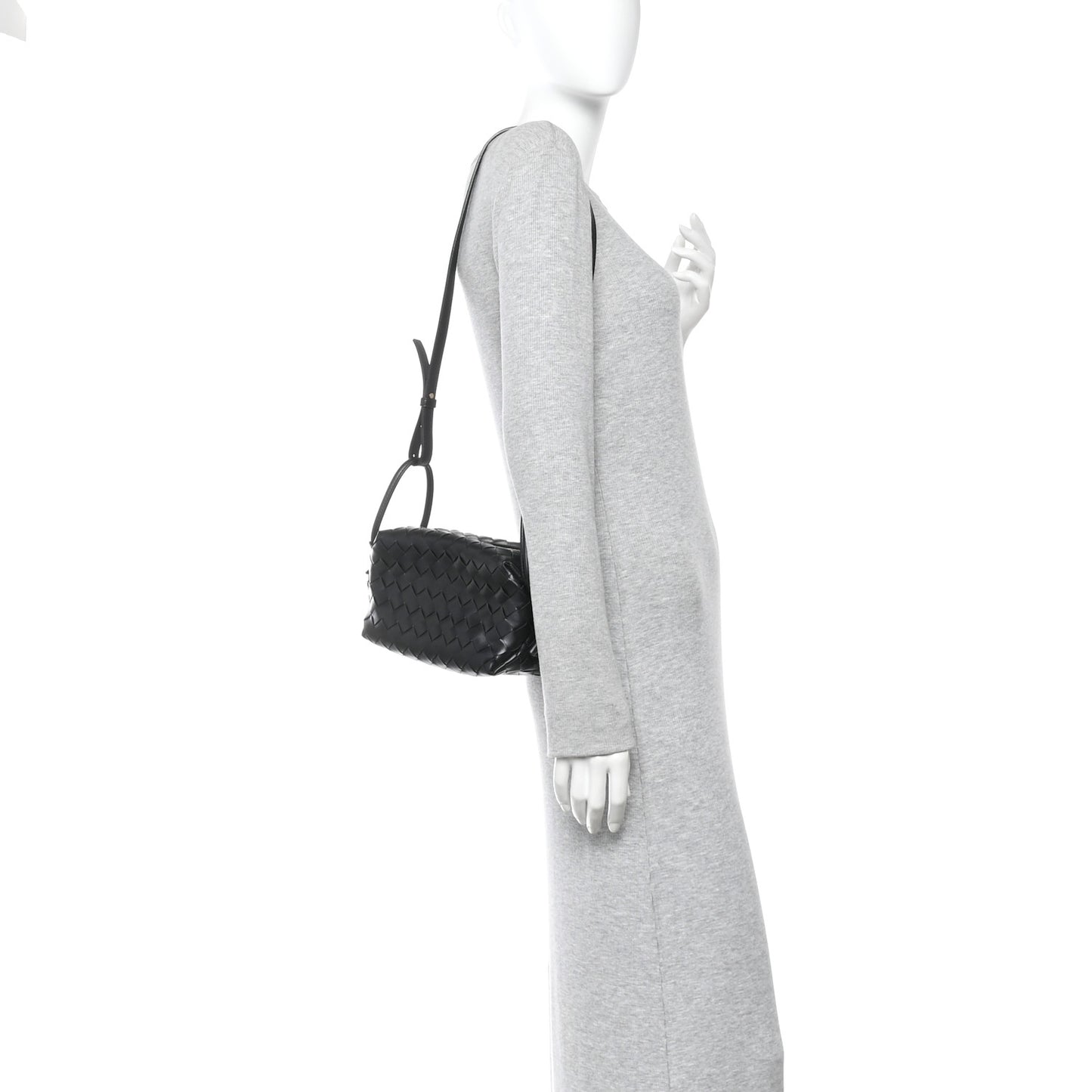Calfskin Intrecciato Small Loop Top Handle Black