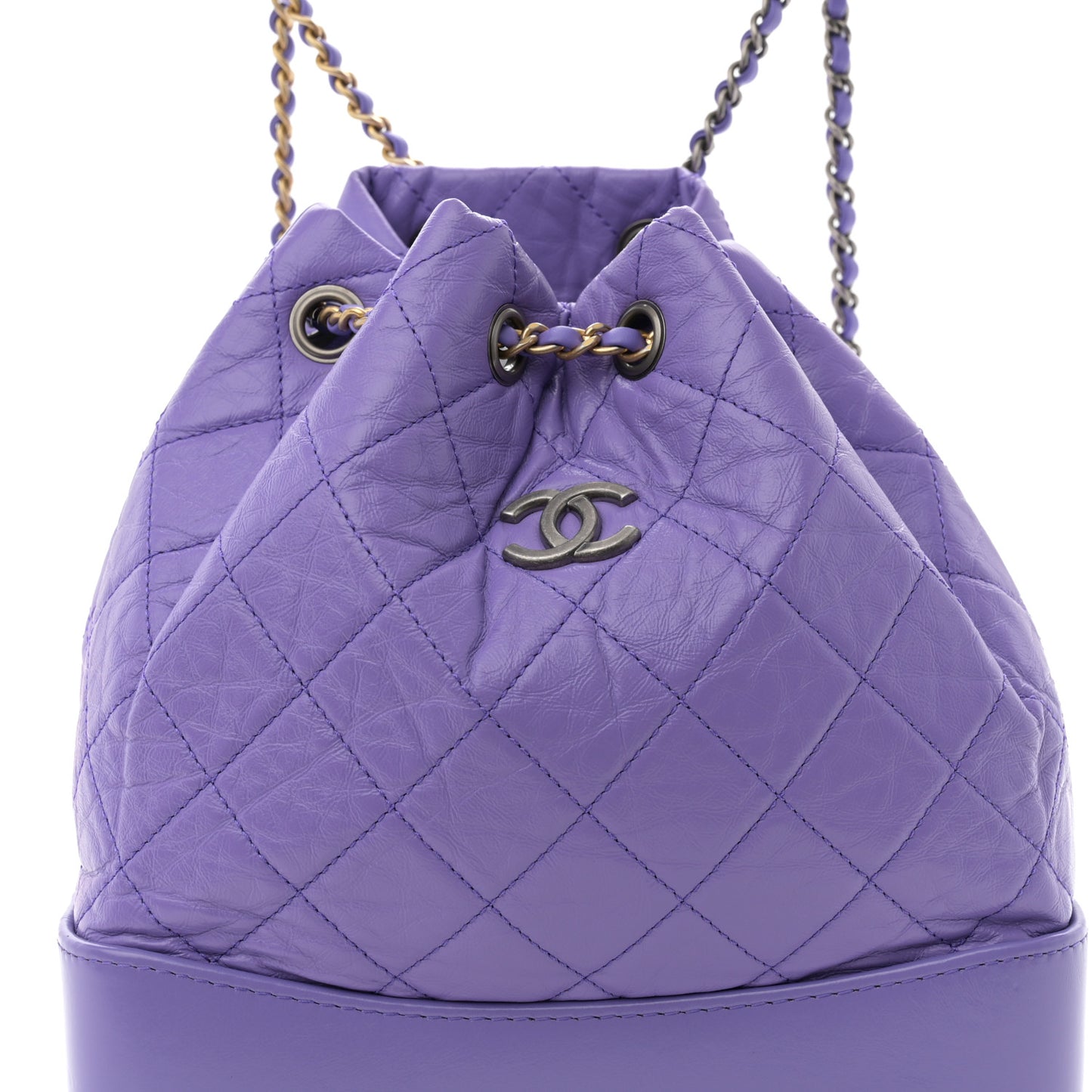 Aged Calfskin Quilted Small Gabrielle Backpack Purple