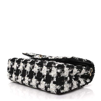 Chanel Tweed Quilted Medium Double Flap Black Ecru White 8 of 8