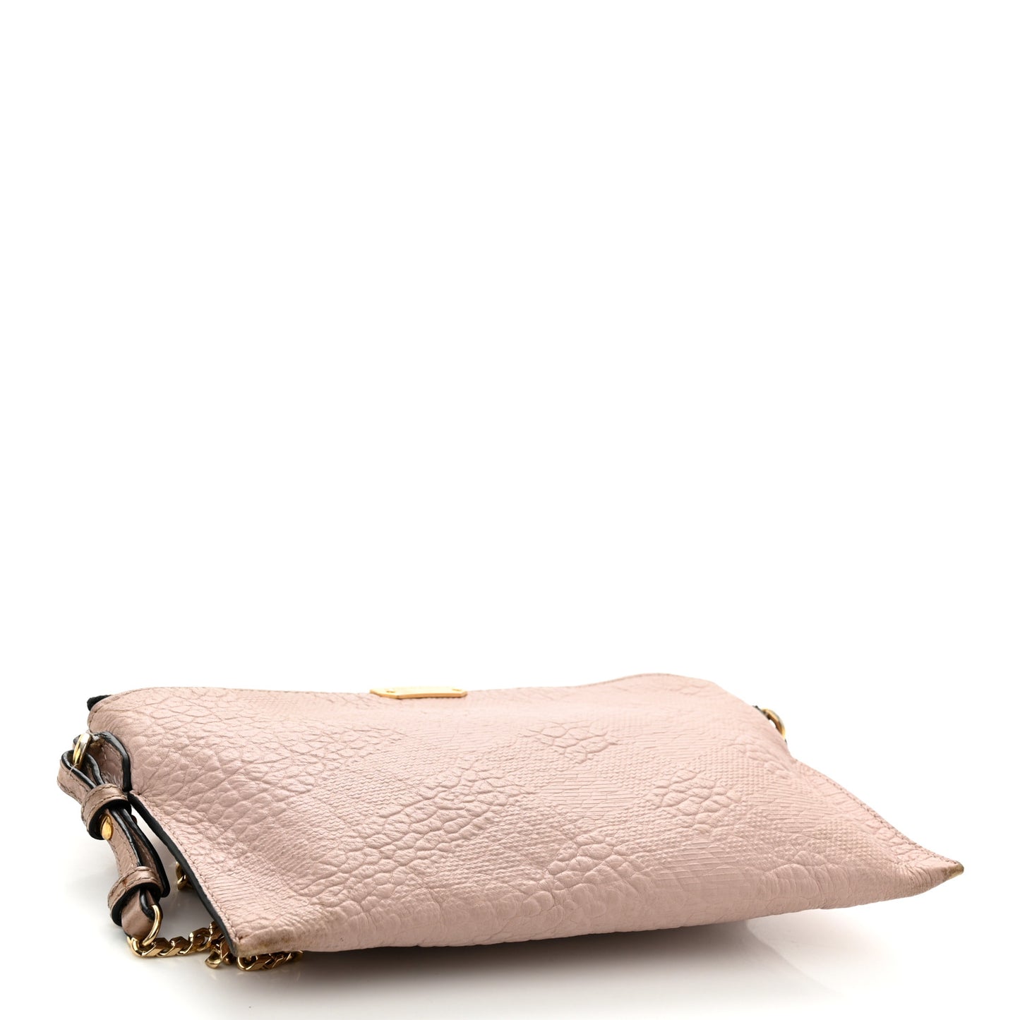 Signature Grain Calfskin Check Embossed Peyton Crossbody Clutch Bag Pale Orchid