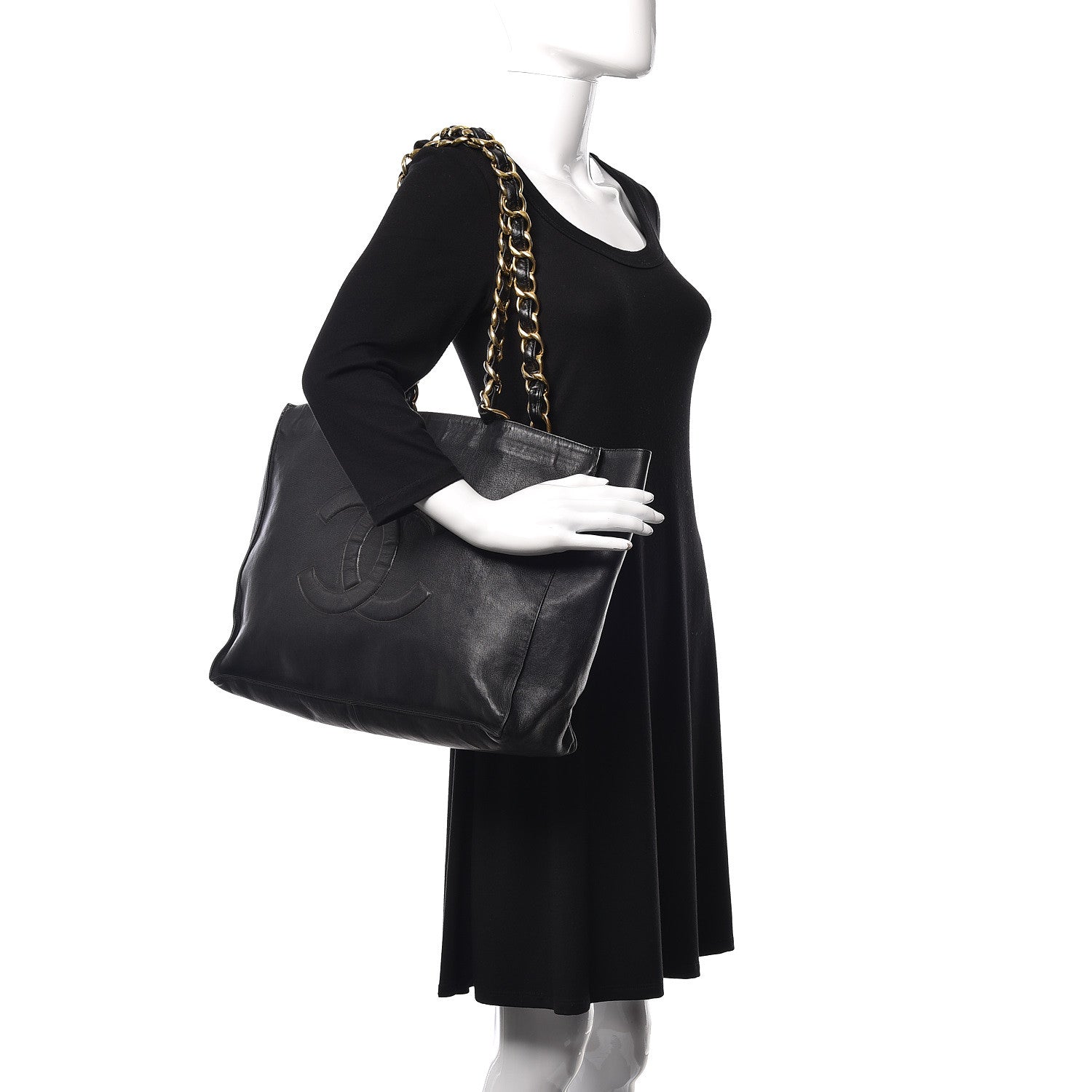 Chanel Lambskin CC Tote Black 2 of 10